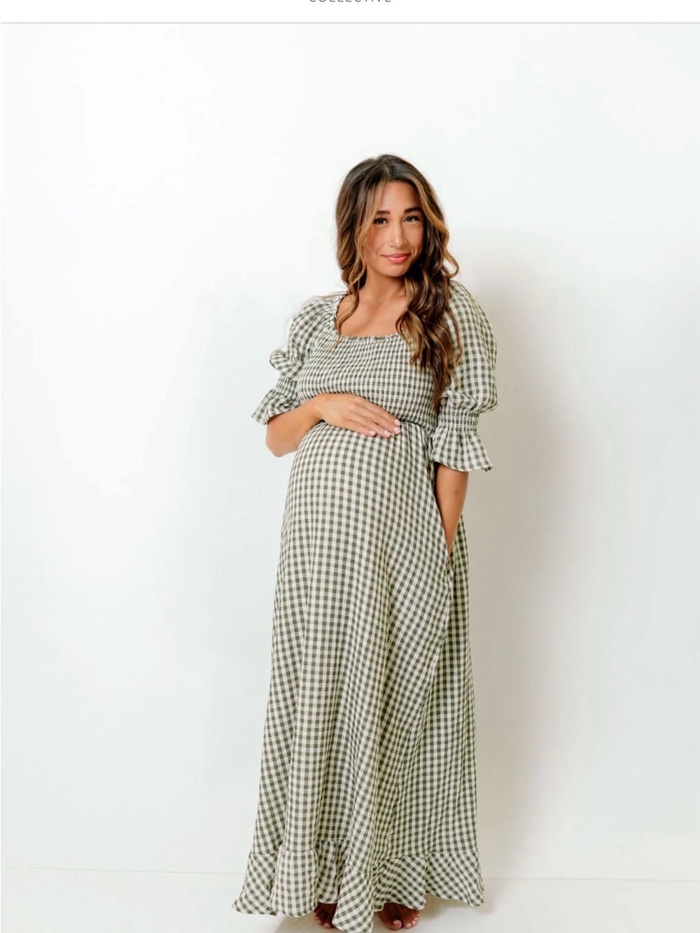 Green Gingham Smocked Maxi Dress - Worth Collective - Picture 3 of 4